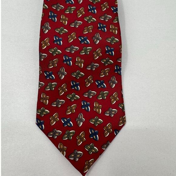 Christian Dior‎ Monsieur Red Men's Tie with Colorful Abstract Pattern - Picture 1 of 3